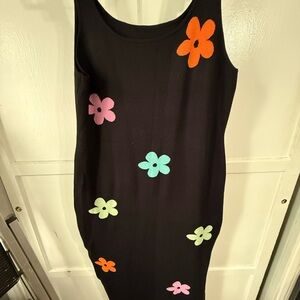 SHEIN Black Dress with Colorful Floral Design